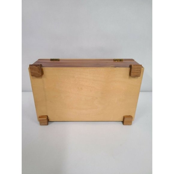 Vintage Hand Carved Painted Art Wood Jewelry Box - Picture 9 of 12